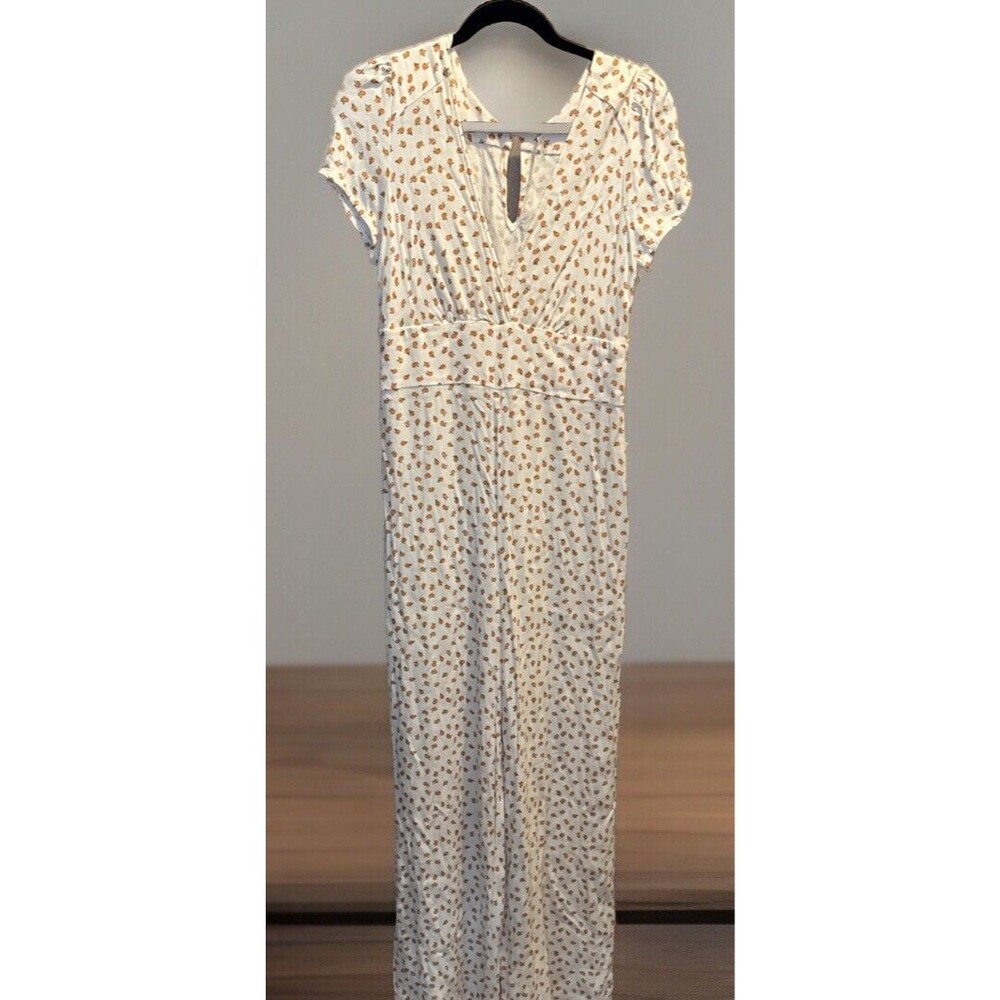 Free People Blue Cap Sleeve Wide Leg Fruit Print Jumpsuit Size 12 - Picture 2 of 8